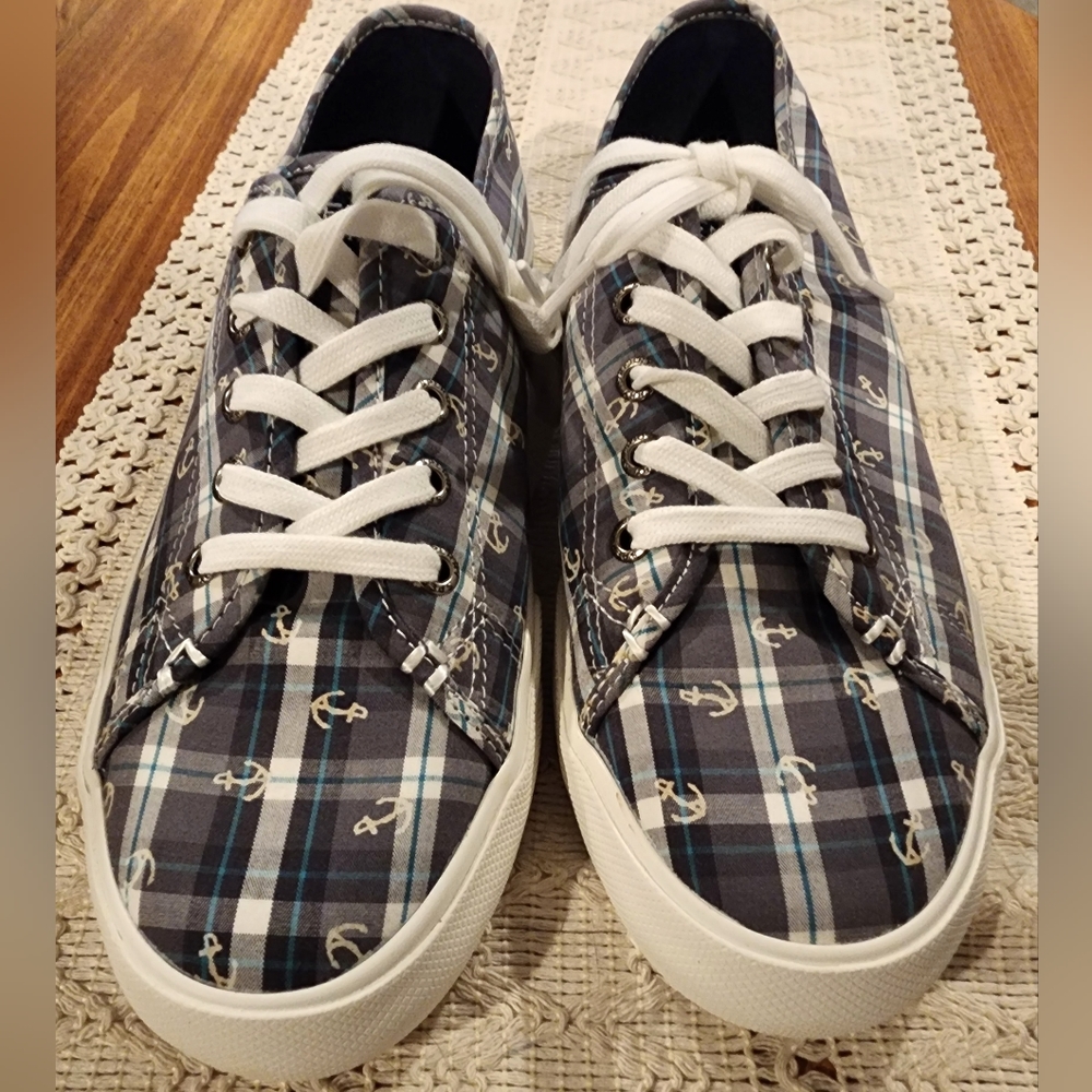 Sperry Pier View Anchor Plaid Sneakers with Memory Foam